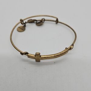 Alex and Ani gold tone cross expandable bangle bracelet
